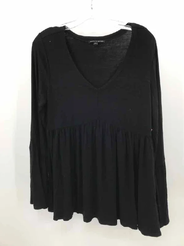 Pre-Owned Cable & Gauge Black Size Large Long Sleeve Blouse Feminine Tie Blouse
