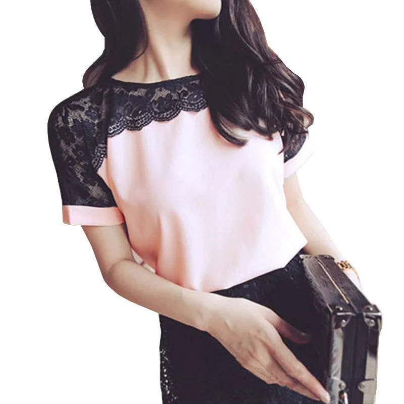 Women Blouses Summer Lace Chiffon Blouse Tops Fashion Shirts Plus Size 5XL Red White Pink Casual Relaxed Blouse Women Blouses Summer Lace Chiffon Blouse Tops Fashion Shirts Plus Size 5XL Red White Pink Casual Relaxed Blouse