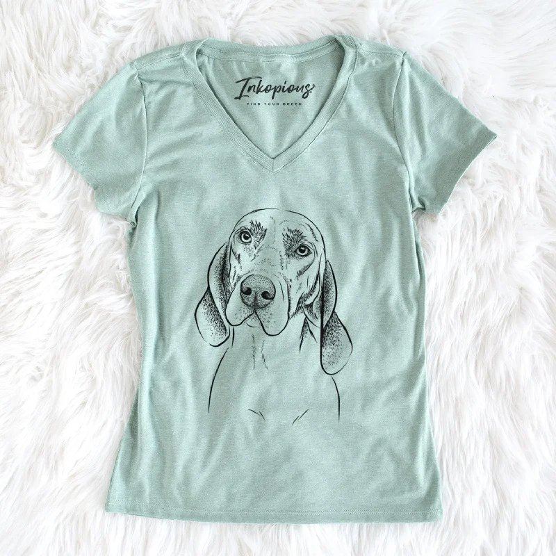 Bare Norman the Plott Hound - Women's V-neck Shirt-- Iron Safe Non-Iron Wrinkle Free Bare Norman the Plott Hound - Women's V-neck Shirt-- Iron Safe Non-Iron Wrinkle Free