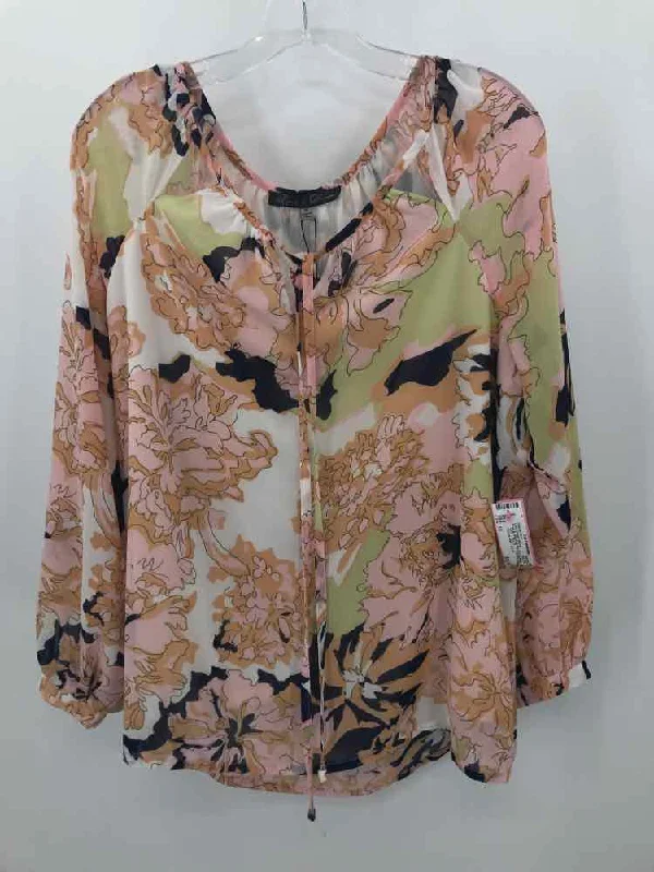 Pre-Owned Rose & Olive Pink Size 1X Long Sleeve Blouse Stretchy Fitted Blouse