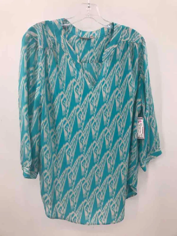 Pre-Owned Ellie Kai Blue Size 12 Blouse Classic Minimalist Blouse