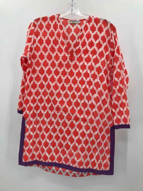 Pre-Owned Roberta Roller Rabbit Orange Size XS Tunic Blouse Airy Cotton Blouse