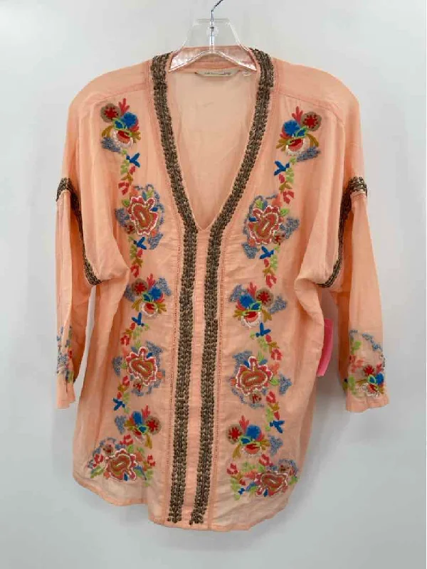 Pre-Owned Soft Surroundings Orange Size Small Blouse Sheer Mesh Blouse