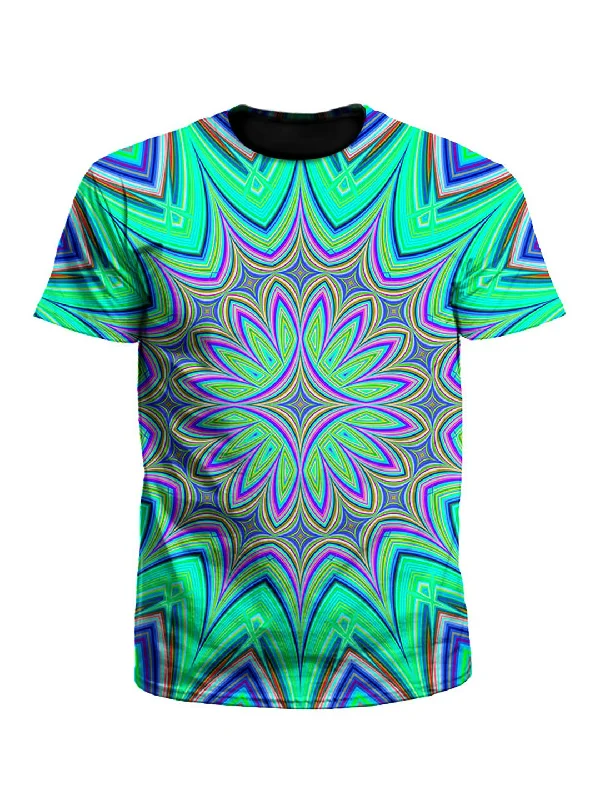 Water Blossom Flower Mandala Unisex T-Shirt-- Zippered Front Buttoned Front Snap Front Water Blossom Flower Mandala Unisex T-Shirt-- Zippered Front Buttoned Front Snap Front