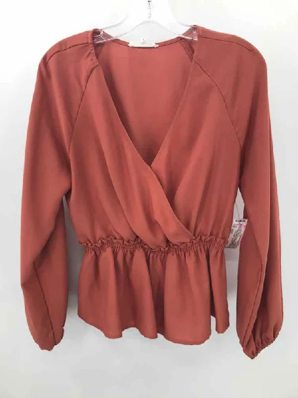 Pre-Owned June & Hudson Orange Size Small Long Sleeve Blouse Bell Sleeve Blouse