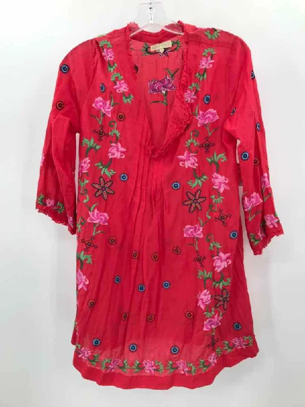 Pre-Owned Ruby Yaya Pink Size Small Embroidered Blouse Puff Sleeve Blouse