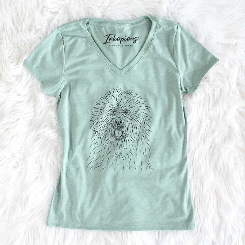 Bare Cozie the Old English Sheepdog - Women's V-neck Shirt-- Machine Wash Dry Clean Hand Wash Bare Cozie the Old English Sheepdog - Women's V-neck Shirt-- Machine Wash Dry Clean Hand Wash