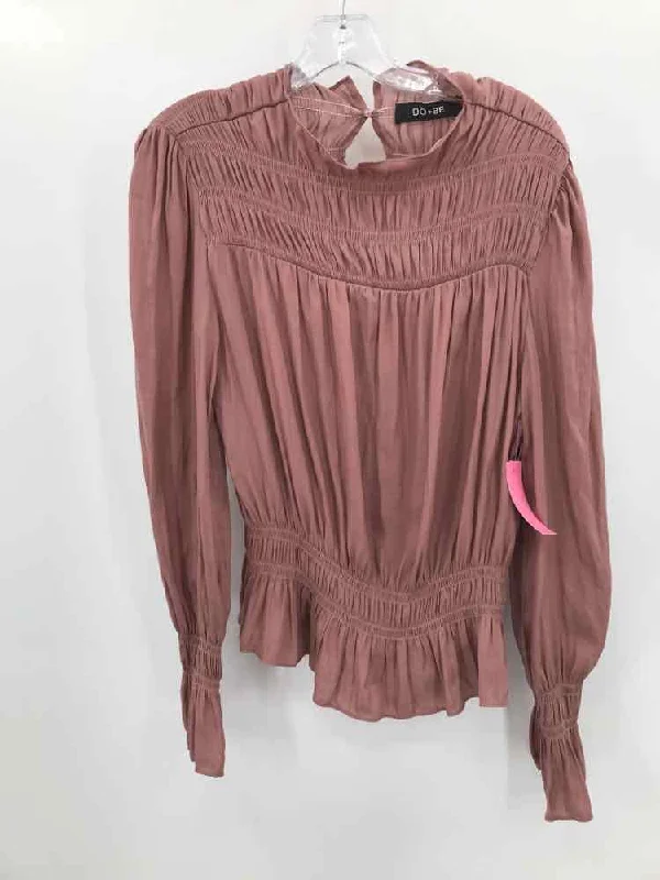 Pre-Owned Do + Be Pink Size Small Long Sleeve Blouse Stylish Wrap Blouse