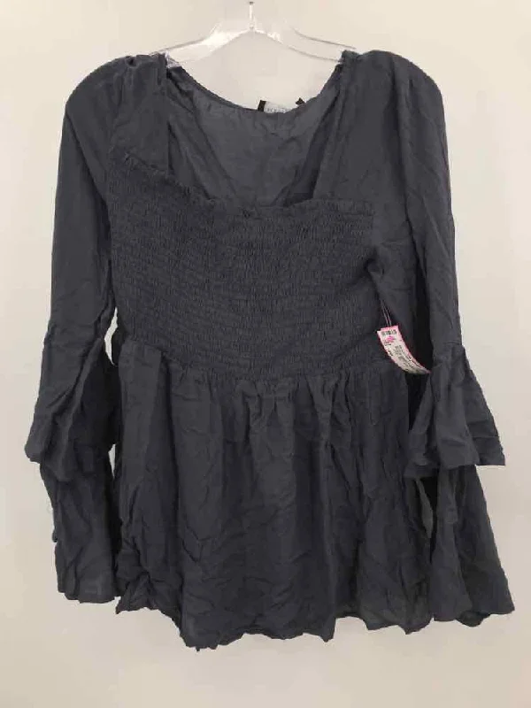 Pre-Owned Maverick Collection Grey Size Large Blouse Silky Tunic Blouse