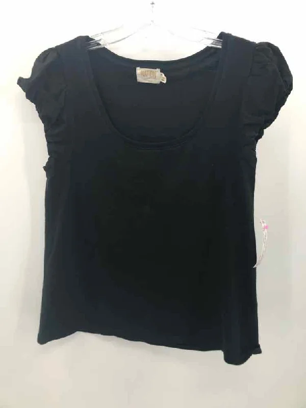 Pre-Owned Nation Black Size Medium Blouse Bell Sleeve Blouse