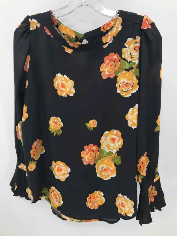 Pre-Owned Loft Grey Size Small P Floral Long Sleeve Blouse Classic Striped Blouse