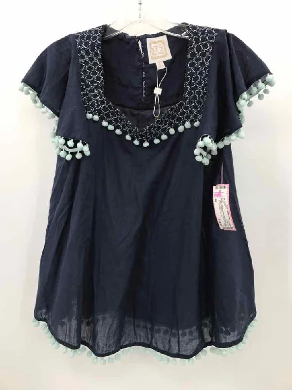 Pre-Owned Sail To Sable Navy Size XS Blouse Satin Drape Blouse