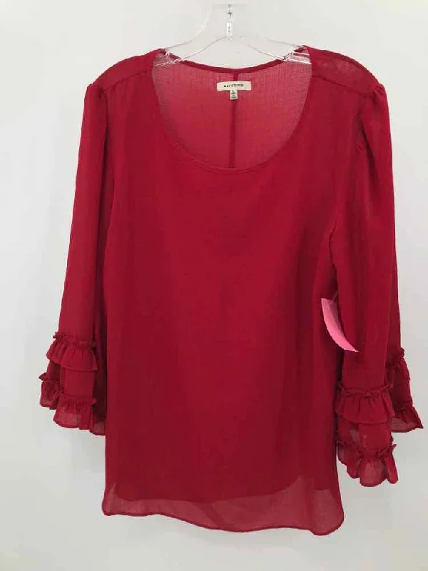 Pre-Owned Max Studio Red Size Large Blouse Pleated Collar Blouse