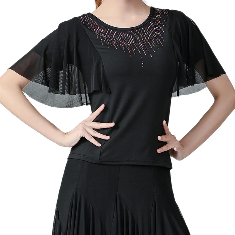 Maxbell Elegant Women Ballroom Dance Tops Blouses Modern Short Sleeved for Rumba M Stylish Wrap Blouse Maxbell Elegant Women Ballroom Dance Tops Blouses Modern Short Sleeved for Rumba M Stylish Wrap Blouse
