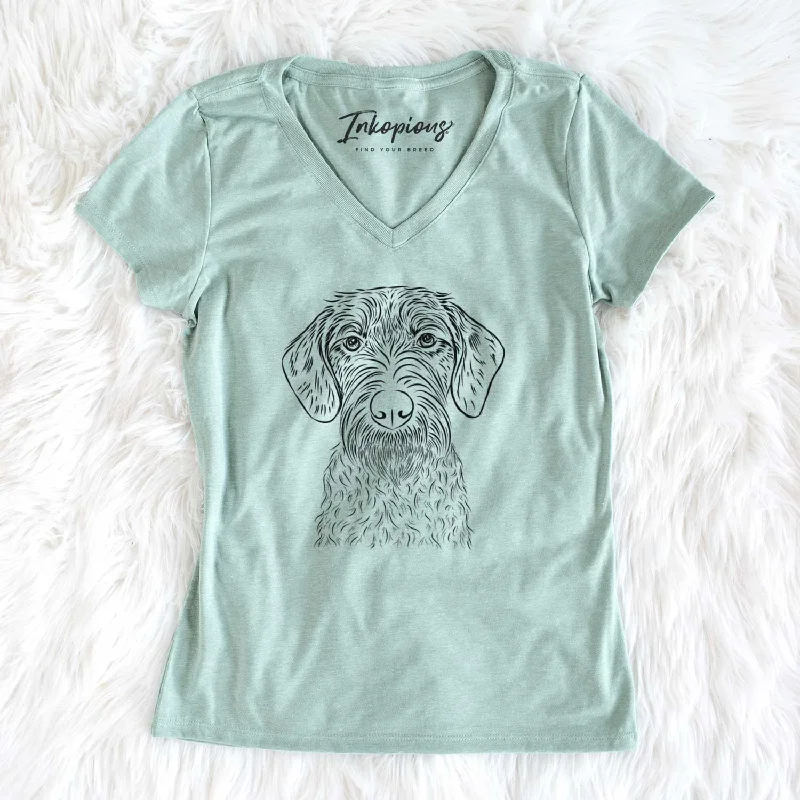 Bare Gus the German Wirehaired Pointer - Women's V-neck Shirt-- Collared Crew Neck Turtle Neck Bare Gus the German Wirehaired Pointer - Women's V-neck Shirt-- Collared Crew Neck Turtle Neck