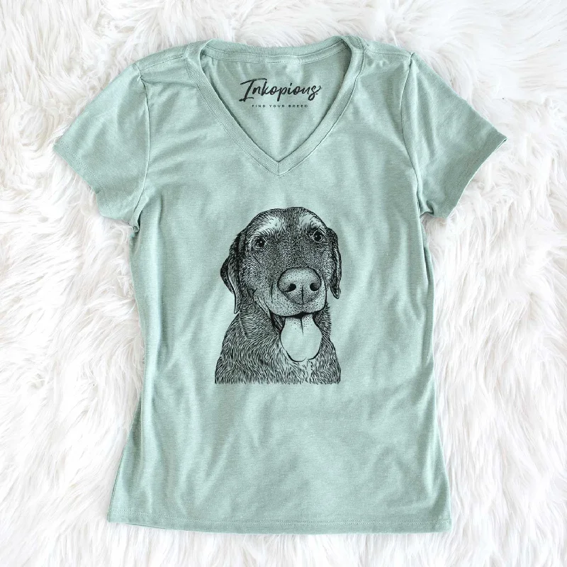 Bare Max the Labrador Retriever - Women's V-neck Shirt-- Boxy Fit Fitted Loose