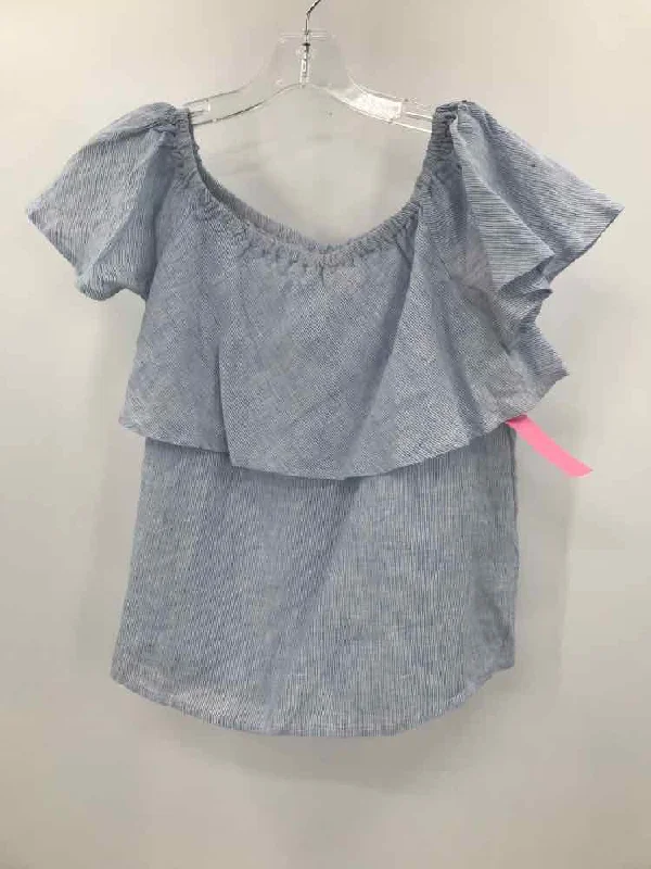 Pre-Owned Saks Fifth Avenue Blue Size XS Blouse Lightweight Linen Blouse
