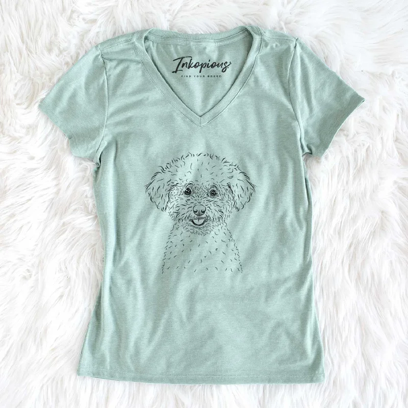 Bare Mickey the Bichon Frise - Women's V-neck Shirt-- Collared Crew Neck Turtle Neck Bare Mickey the Bichon Frise - Women's V-neck Shirt-- Collared Crew Neck Turtle Neck