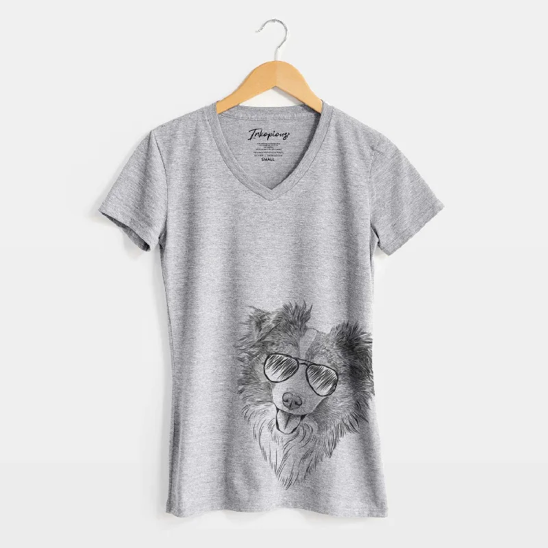 Aviator Doc the Mini Aussie - Women's V-neck Shirt-- Modern Contemporary Chic