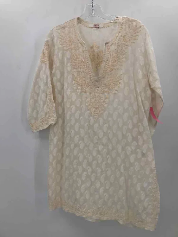 Pre-Owned Amaya Ivory Size 44 Blouse Short Sleeve Blouse