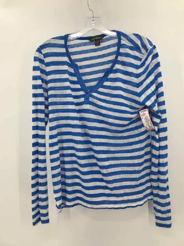 Pre-Owned Tommy Bahama Blue Size XS Stripe Long Sleeve Blouse Chic Square Blouse