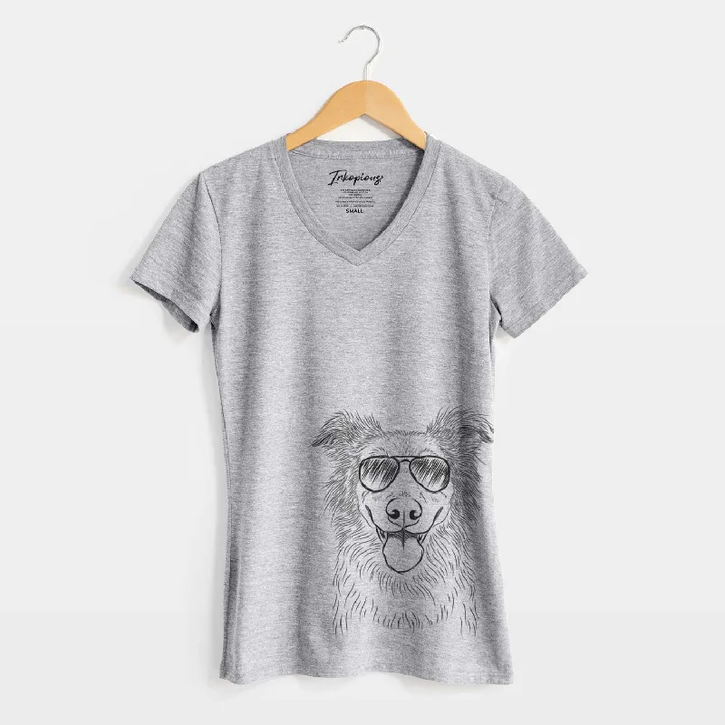 Aviator Ruxtin the Mixed Breed - Women's V-neck Shirt-- Chenille Blend Fleece Blend Nylon Blend Aviator Ruxtin the Mixed Breed - Women's V-neck Shirt-- Chenille Blend Fleece Blend Nylon Blend