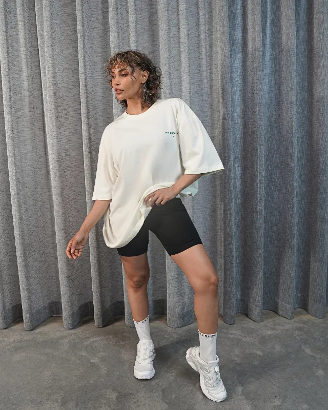 Womens 1958 Logo T-Shirt Off White-- Spandex Blend Rayon Blend Denim Blend
