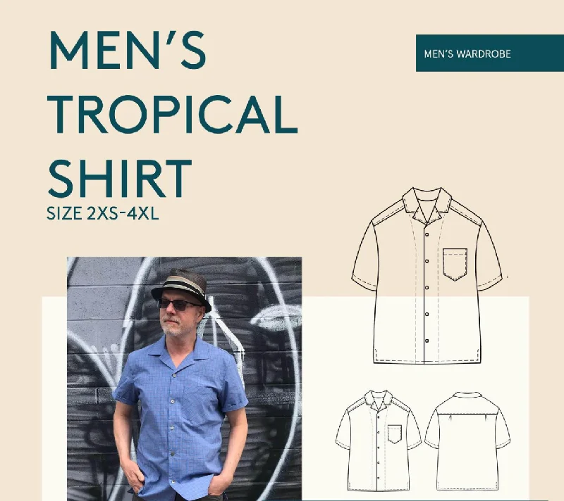 Men's Tropical Shirt Pattern -- Wardrobe by Me-- Polka Dot Checkered Tartan
