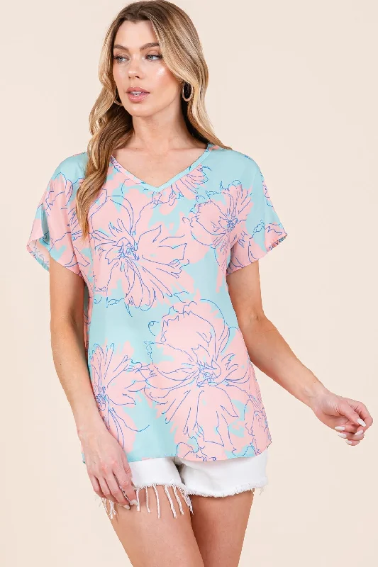 Blue Zone Planet | BOMBOM Floral Short Sleeve T-Shirt-- Thin T-Shirt Open Front Quick Dry Blue Zone Planet | BOMBOM Floral Short Sleeve T-Shirt-- Thin T-Shirt Open Front Quick Dry