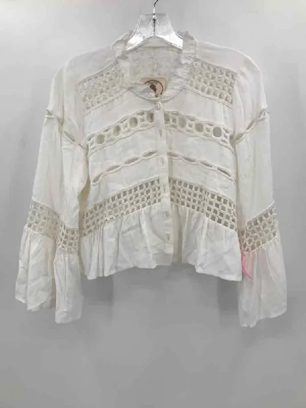 Pre-Owned Muche Et Muchette White Size One Size Long Sleeve Blouse Chic Wrap Blouse
