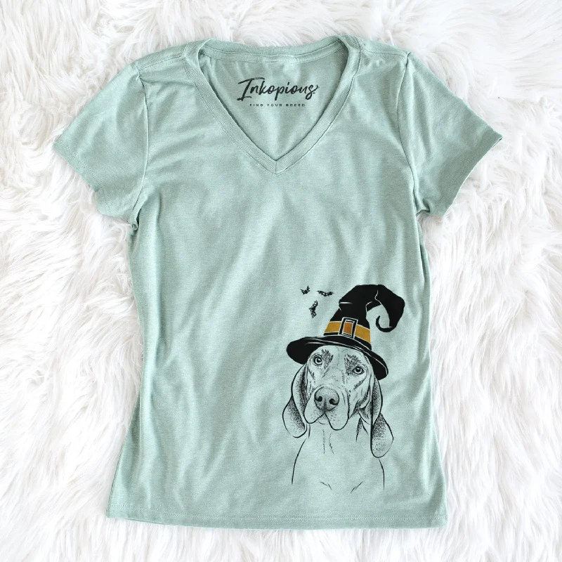 Witch Norman the Plott Hound - Women's Perfect V-neck Shirt-- Seamless Knitted Crochet Witch Norman the Plott Hound - Women's Perfect V-neck Shirt-- Seamless Knitted Crochet