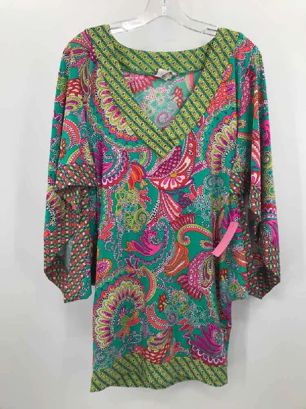 Pre-Owned Trina Turk Green Size Small Tunic Blouse Backless Summer Blouse