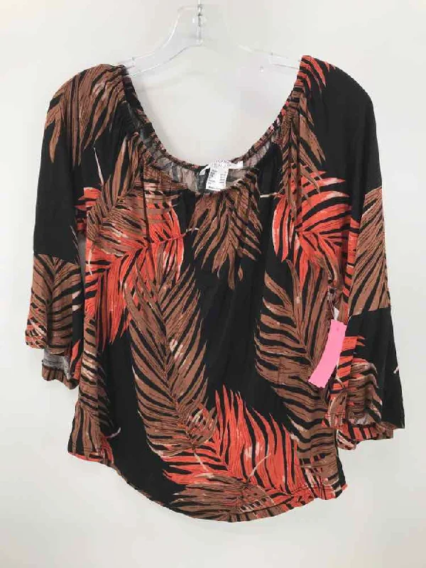Pre-Owned Lascana for Venus Black Size Small Printed Blouse Relaxed Fit Blouse