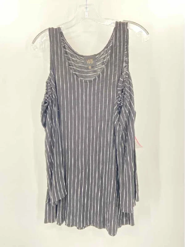 Pre-Owned W5 Black Size Large Blouse Elegant Semi-Sheer Blouse