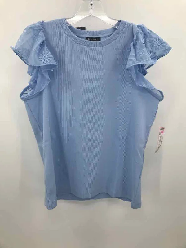 Pre-Owned Kate Spade Blue Size Medium Blouse Embroidered Floral Blouse