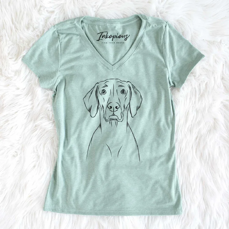 Bare Walter the Weimaraner - Women's V-neck Shirt-- Rayon Fabric Velvet Fabric Corduroy Fabric Bare Walter the Weimaraner - Women's V-neck Shirt-- Rayon Fabric Velvet Fabric Corduroy Fabric
