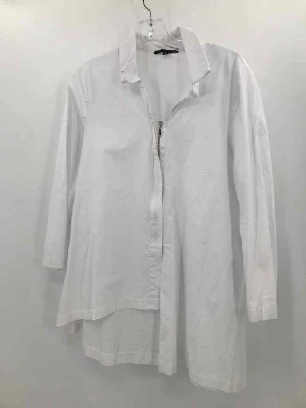 Pre-Owned Kozan White Size Medium Blouse Polished Work Blouse