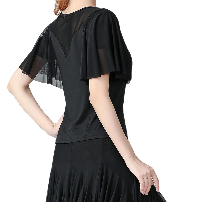 Maxbell Elegant Women Ballroom Dance Tops Blouses Modern Short Sleeved for Rumba 2XL Slim Fit Blouse Maxbell Elegant Women Ballroom Dance Tops Blouses Modern Short Sleeved for Rumba 2XL Slim Fit Blouse