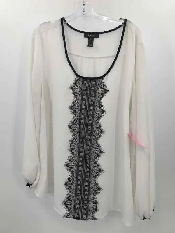 Pre-Owned Style & Co White Size XL Long Sleeve Blouse Stylish Wrap Blouse