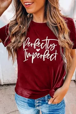 Perfectly Imperfect Short Sleeve T Shirt-- Fleece Fabric Down Fabric Feather Fabric