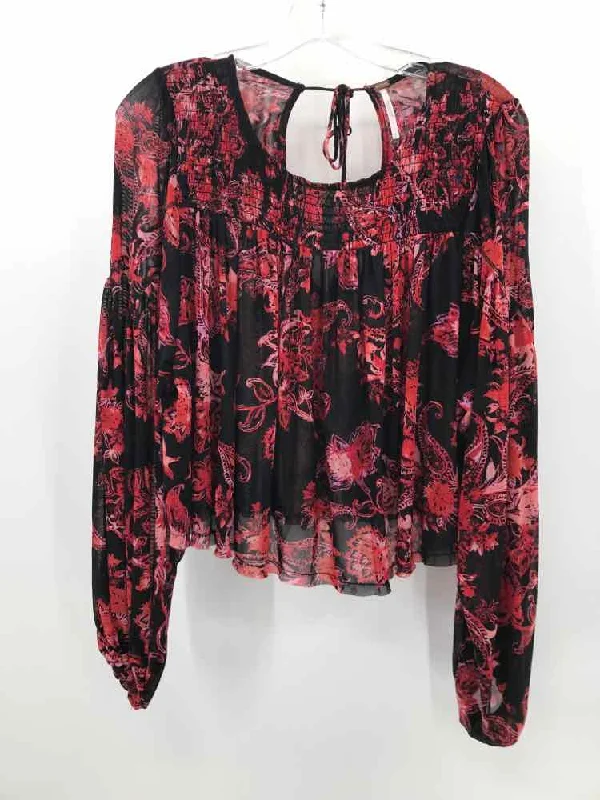 Pre-Owned Free People Black Size Small Long Sleeve Blouse Classic White Blouse