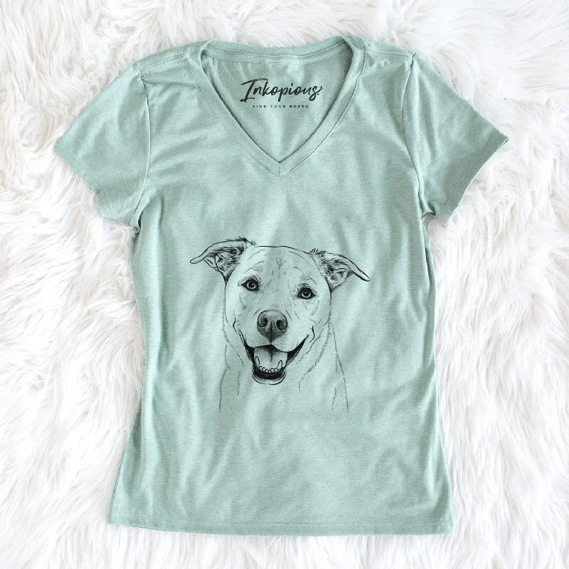 Bare Carl the Mixed Breed - Women's V-neck Shirt-- Lace Blend Ribbed Blend Corduroy Blend Bare Carl the Mixed Breed - Women's V-neck Shirt-- Lace Blend Ribbed Blend Corduroy Blend