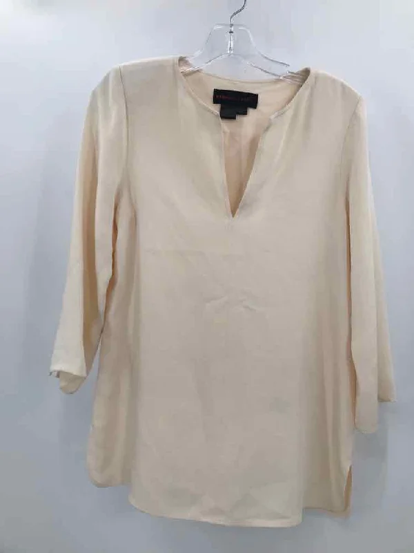 Pre-Owned Nina Mclemore Ivory Size 2 Silk Blouse Lightweight Tunic Blouse