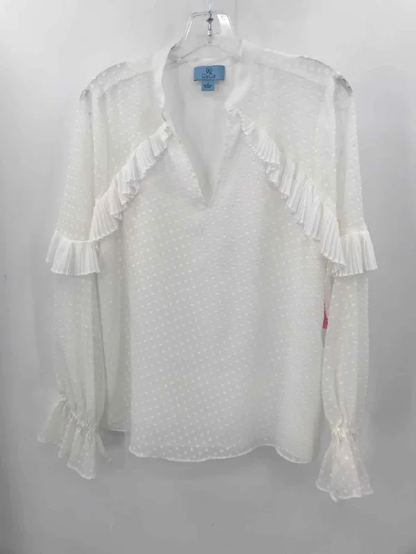 Pre-Owned CeCe Ivory Size Medium Blouse Delicate Bow Blouse
