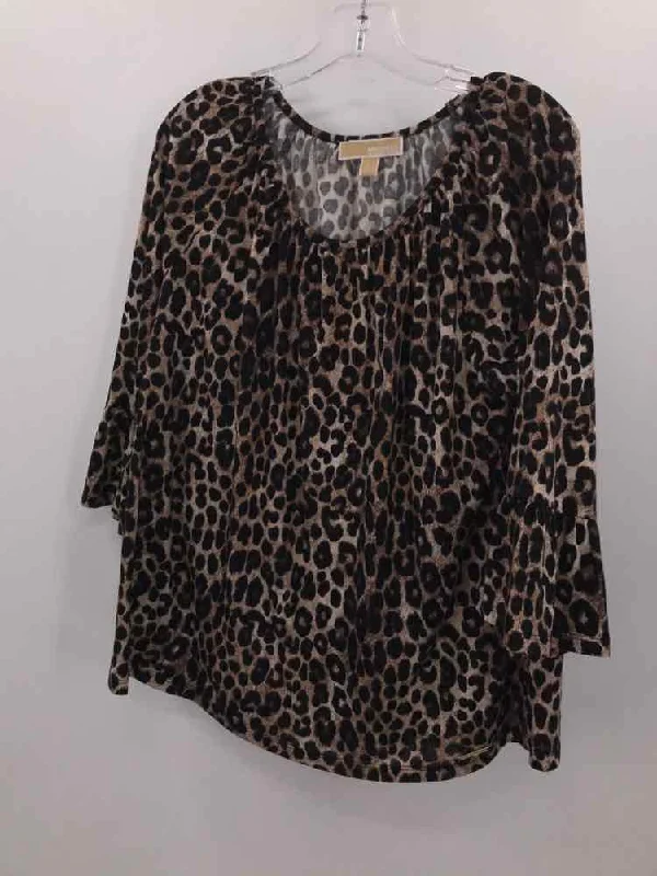 Pre-Owned MICHAEL Michael Kors Brown Size Large Blouse Sweetheart Neck Blouse