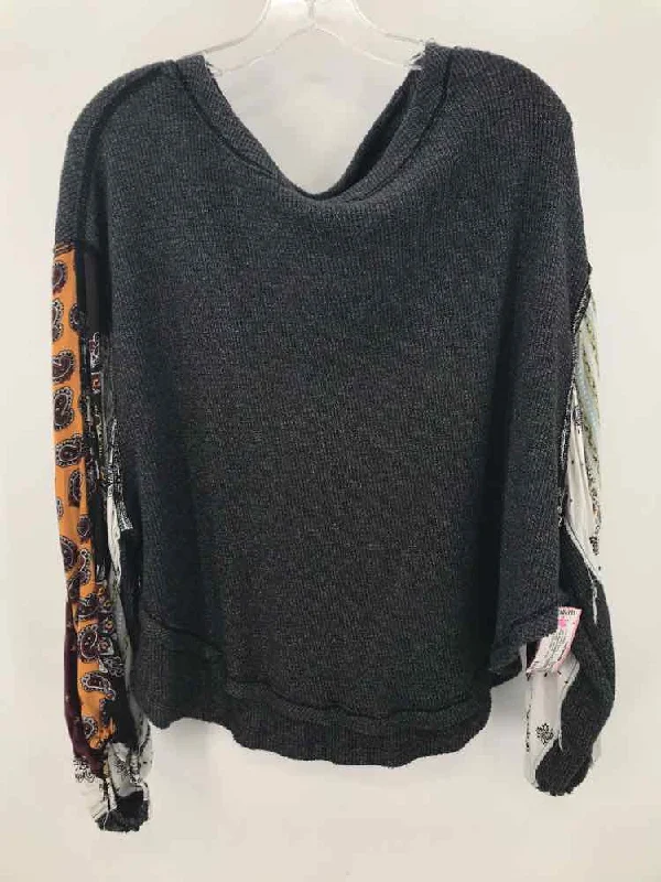 Pre-Owned Free People Grey Size XS Long Sleeve Blouse Modern Oversized Blouse