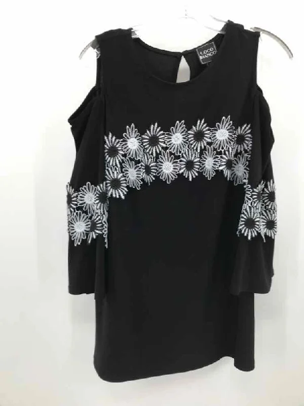 Pre-Owned Coco Bianco Black Size Medium Blouse Elegant Lace Blouse