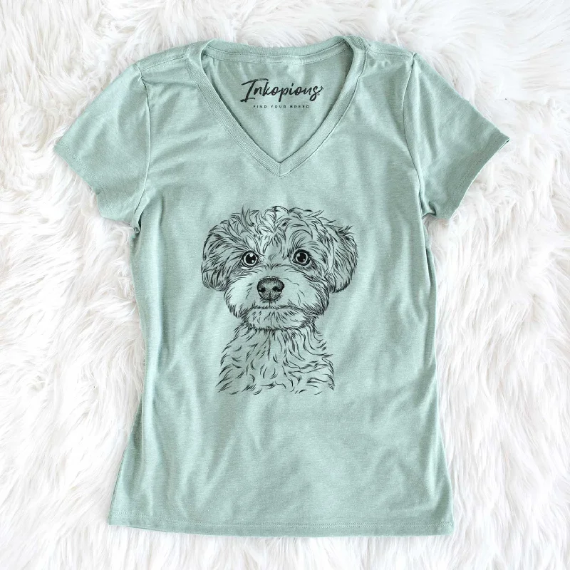 Bare Elliott the Yorkiepoo - Women's V-neck Shirt-- Layered Multi-layer Single Layer Bare Elliott the Yorkiepoo - Women's V-neck Shirt-- Layered Multi-layer Single Layer