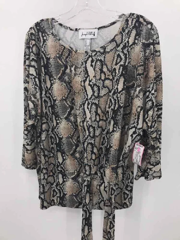Pre-Owned Joseph Ribkoff Tan Size 14 Blouse Sheer Sleeve Blouse
