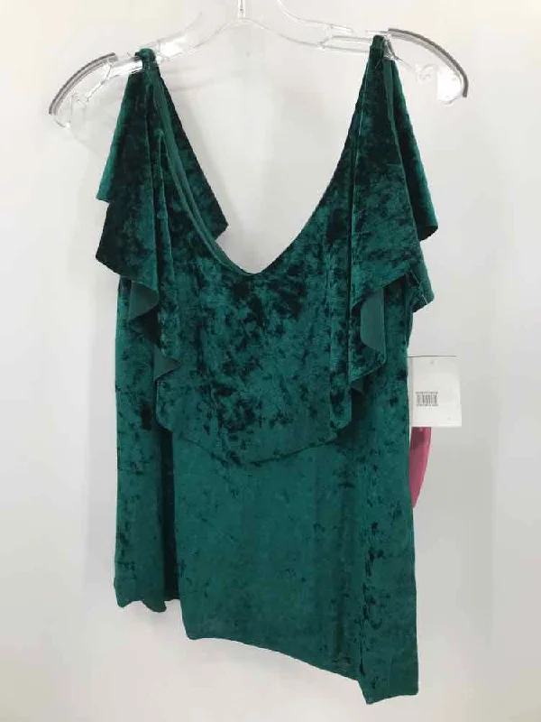 Pre-Owned Chelsea 28 Green Size Medium Velvet Blouse Chic Wrap Blouse